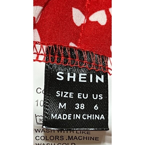 Shein 2 Piece Short Set Bikini Top Shorts All Over Hearts Red M Medium - Picture 7 of 7